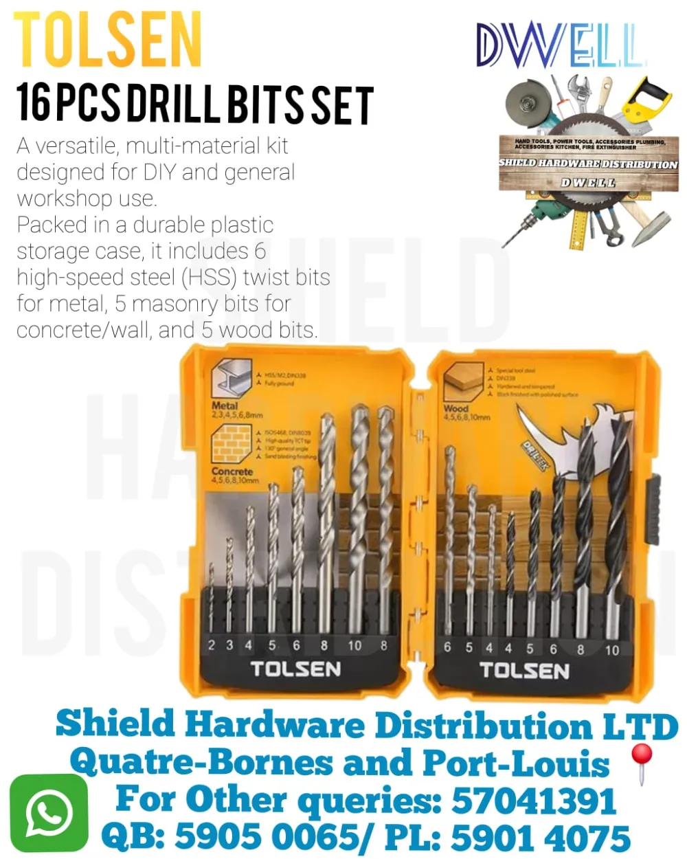 16Pcs Drill Bits Set