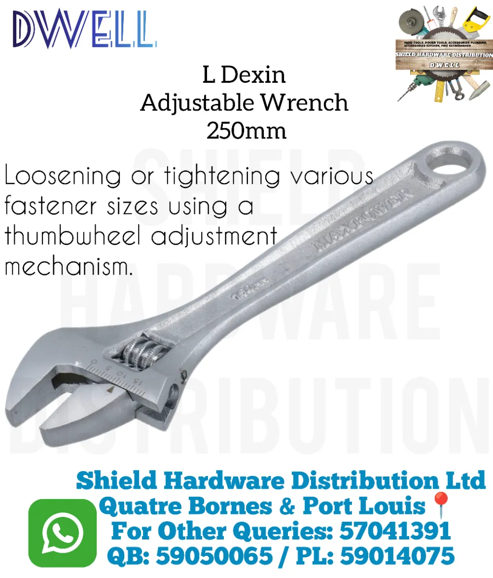 L Dexin Adjustable Wrench 250mm